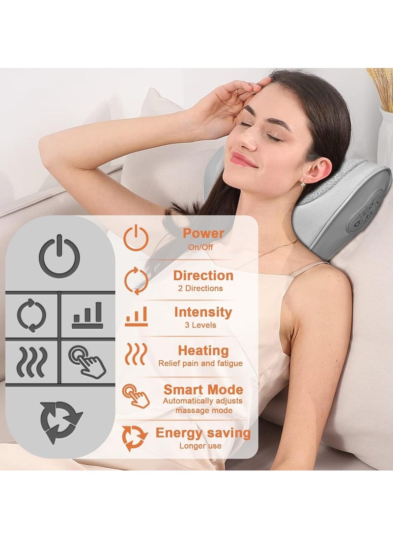 Ru syanl Neck Massager Pillow with Heat for Pain Relief Deep Tissue Neck Stretcher Traction Devices Cervical Hump Corrector with 20 Shiatsu Roller Back Massager for Home Office Chair Car Seat  - Image 5