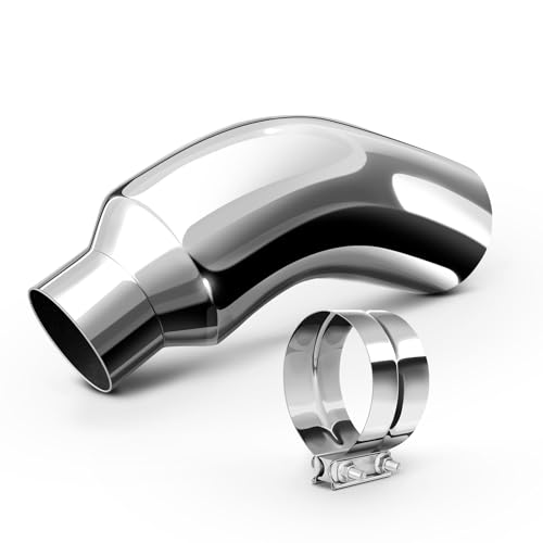 HILMITILE Exhaust Tip 4 Inch Diesel Exhaust Tip Elbow Tip with a Clamp 4 Inlet 7 Outlet Chrome Exhaust Tip for Pickups Trucks and Cars - Image 1