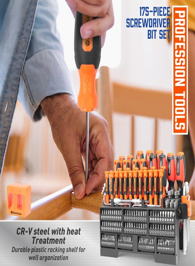 Amartisan 175-Piece Magnetic Screwdriver Set With Plastic Racking, DIY Tools for Men, Includes Precision Screwdriver, Magnetizer, Key Set, Nut Driver and Bit Set - Image 5