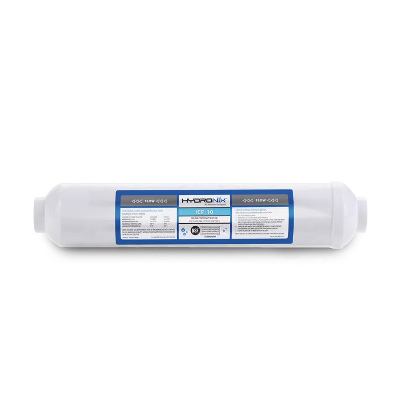 Hydronix ICF10 RO Reverse Osmosis Post Polishing Fridge and Ice Inline Coconut GAC Water Filter 2000 Gal 14 NPT