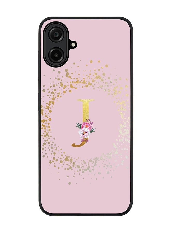 For Samsung Galaxy A07 4G Case,Slim fit Camera Protection, Shockproof Thin Phone cover  - Custom Monogram Floral - J  (Pink )