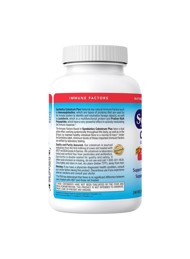 Symbiotics Colostrum 240ct Vegetable Capsules - Immunity Support - Lactoferrin Supplement & Colostrum Protein with Immunoglobulin - 25% lgG Antibodies - Gluten Free - Image 3
