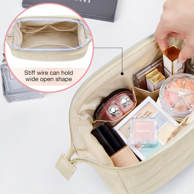 Large Capacity Cloud Bag Line Sewing Down Cotton Cosmetic Bag Portable Travel Waterproof Washes Large Storage - Image 3