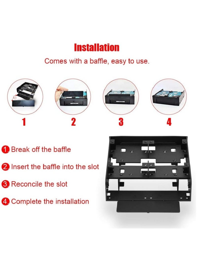 Y&D - 5.25 to 3.5/2.5 Floppy-drive Bay Bracket, 2.5" / 3.5" HDD/SSD 5.25" Drive Computer Mounting Bracket Adapter for Desktop - Image 1