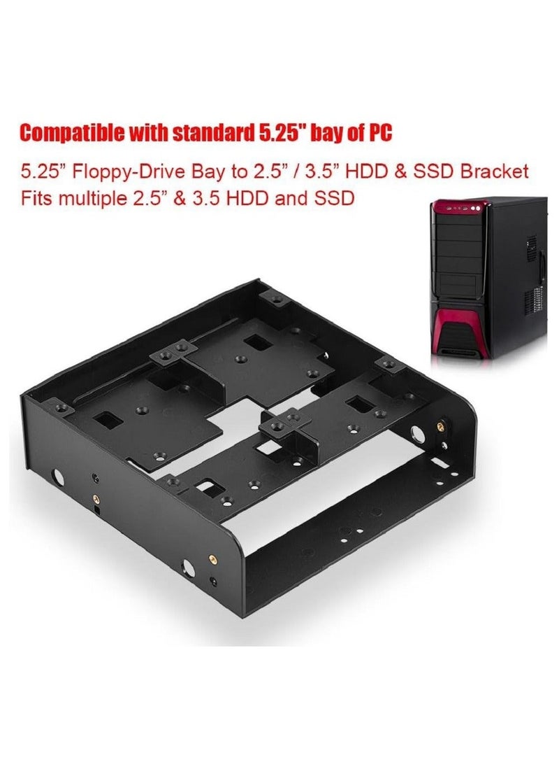 Y&D - 5.25 to 3.5/2.5 Floppy-drive Bay Bracket, 2.5" / 3.5" HDD/SSD 5.25" Drive Computer Mounting Bracket Adapter for Desktop - Image 1