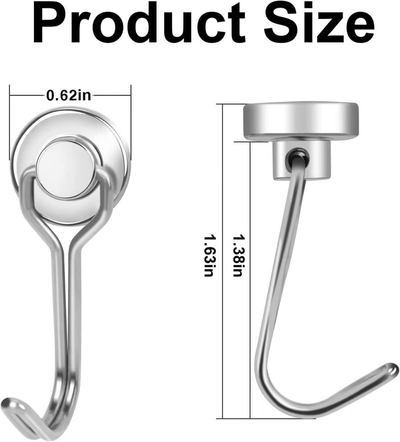 E BAVITE Swivel Swing Magnetic Hooks New Upgraded, 30LBï¼ˆ6packï¼‰ Refrigerator Magnet Hook Strong Neodymium Magnets, Perfect for Refrigerator and Other Surfaces,60mm(2.36in) - Image 4