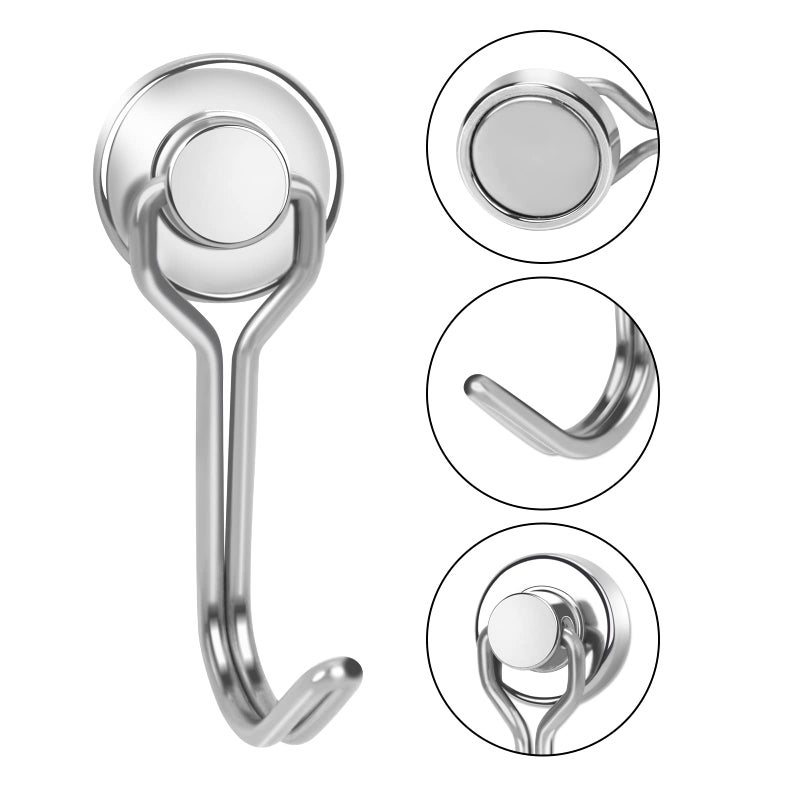 E BAVITE Swivel Swing Magnetic Hooks New Upgraded, 30LBï¼ˆ6packï¼‰ Refrigerator Magnet Hook Strong Neodymium Magnets, Perfect for Refrigerator and Other Surfaces,60mm(2.36in) - Image 5