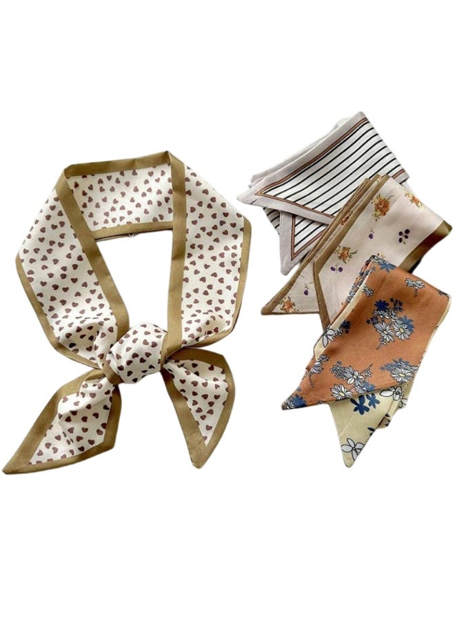 مجموعة من 4 أوشحة شعر، تتضمن ربطات عنق على شكل فيونكة لذيل الحصان، وأوشحة للرقبة، وأوشحة محفظة من البوليستر لأغراض الزينة، وإكسسوارات شعر عصرية للنساء والفتيات - Image 2