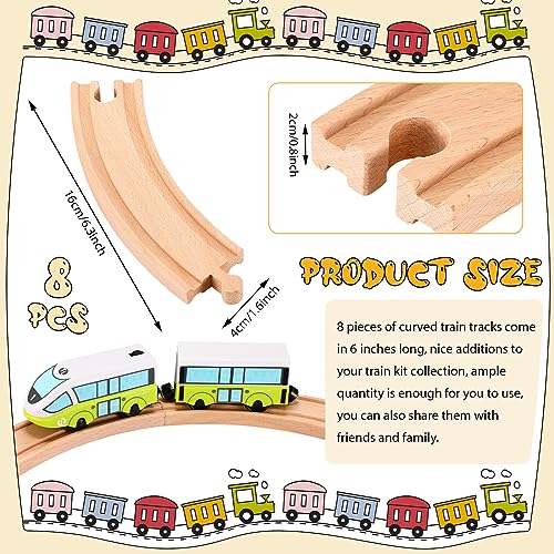 Liliful Pack of 8 Wood Train Track Expansion Packs Compatible with Most Train Tracks63 x 157 x 063 InchCurved - Image 5