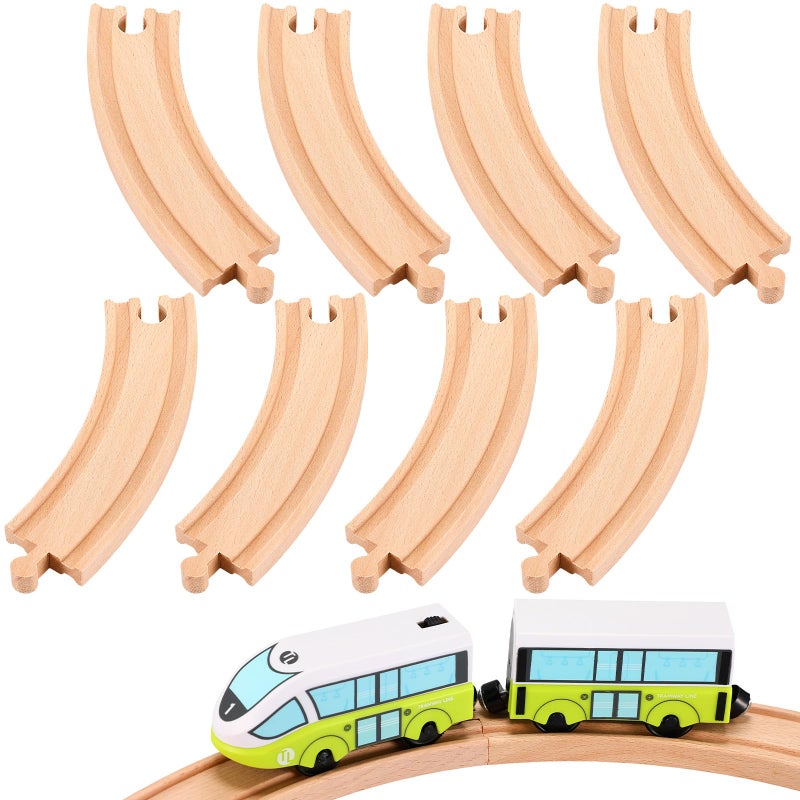 Liliful Pack of 8 Wood Train Track Expansion Packs Compatible with Most Train Tracks63 x 157 x 063 InchCurved - Image 3