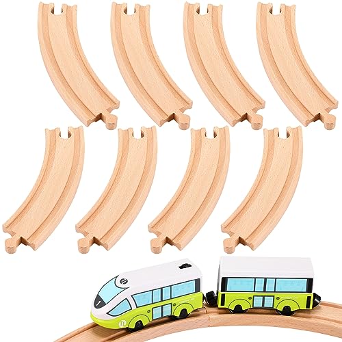 Liliful Pack of 8 Wood Train Track Expansion Packs Compatible with Most Train Tracks63 x 157 x 063 InchCurved - Image 1