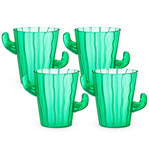 True Zoo TrueZoo Cactus Shot Glasses for Whiskey, Vodka, Tequila, Bourbon, Bachelor & Bachelorette Party, Barware, Home Bar Accessories, 2 oz Set of 4, Green - Image 1