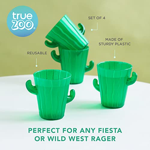 True Zoo TrueZoo Cactus Shot Glasses for Whiskey, Vodka, Tequila, Bourbon, Bachelor & Bachelorette Party, Barware, Home Bar Accessories, 2 oz Set of 4, Green - Image 2