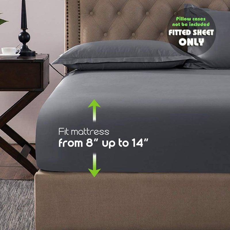 COSMOPLUS Fitted Sheet- COSMOPLUS King Fitted Sheet Only（No Flat Sheet or Pillow Shams）,4 Way Stretch Micro-Knit,Snug Fit,Wrinkle Free,for Standard Mattress and Air Bed Mattress from 8” Up to 14”,Gray - Image 5
