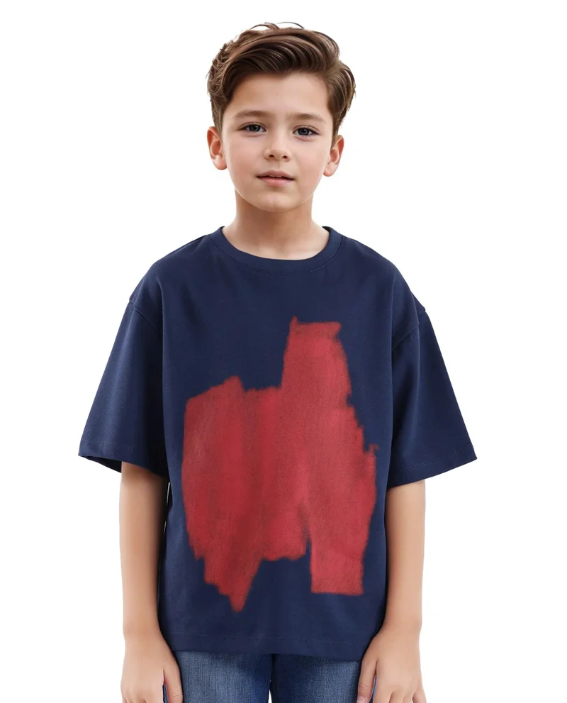 Rare Ones Rare Ones Kids Scrib Navy Cotton Poly Short Sleeve Pigment Print Boxy T-Shirt