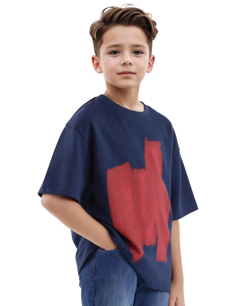 Rare Ones Rare Ones Kids Scrib Navy Cotton Poly Short Sleeve Pigment Print Boxy T-Shirt