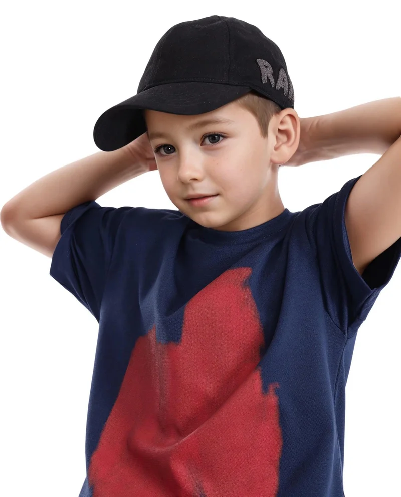 Rare Ones Rare Ones Kids Scrib Navy Cotton Poly Short Sleeve Pigment Print Boxy T-Shirt