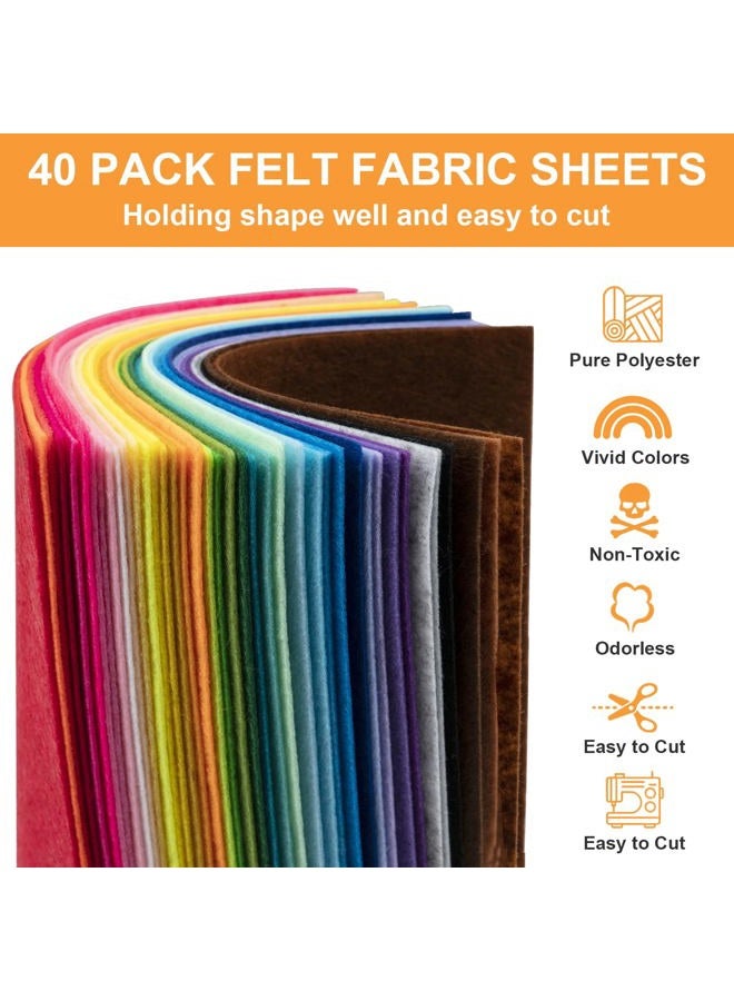 BetyBedy 8 x 12 Inches 40Pcs Felt Sheets, Assorted Colors, Non Woven, 1mm Thick, Stiff Felt Paper for DIY Crafts - Image 3