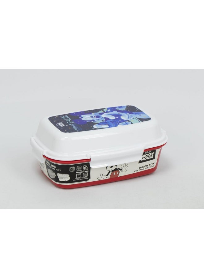 SunCe Mickey Mouse 4-Clip Closure Rectangular Lunch Box Red and White 5.9 x 3.54 x 8.66 Inch SUNS-4404DMY  - Image 2