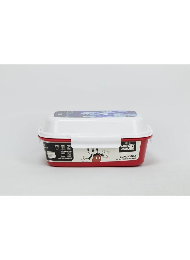 SunCe Mickey Mouse 4-Clip Closure Rectangular Lunch Box Red and White 5.9 x 3.54 x 8.66 Inch SUNS-4404DMY  - Image 3