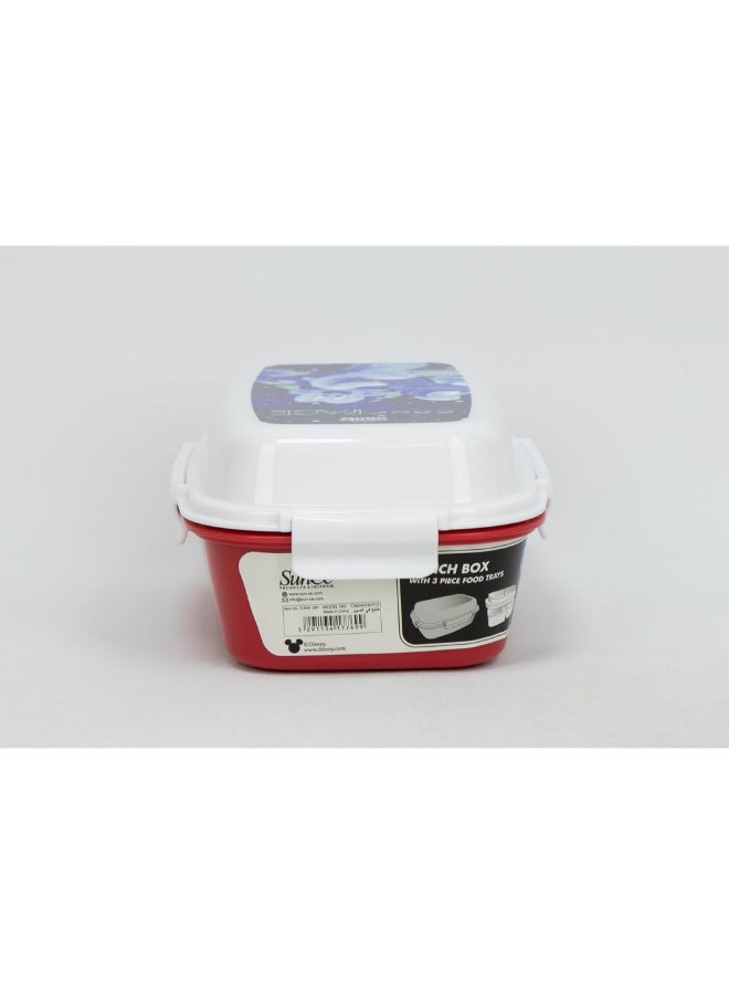 SunCe Mickey Mouse 4-Clip Closure Rectangular Lunch Box Red and White 5.9 x 3.54 x 8.66 Inch SUNS-4404DMY  - Image 4