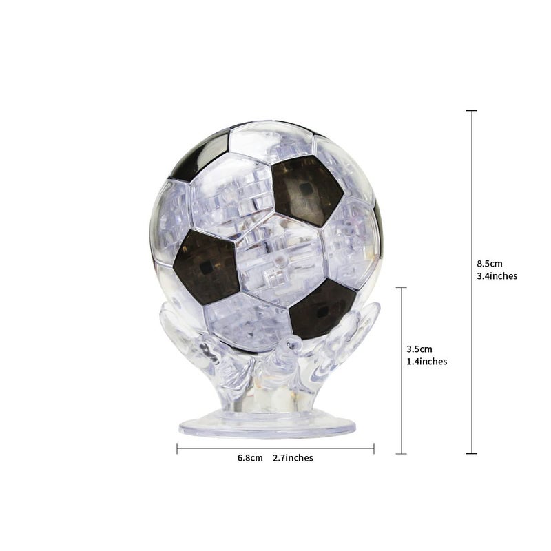 Coolplay 3D Crystal Puzzle for Children, Soccer Puzzle Ball for Adult Black and Transparent - 76 Pieces - Image 2