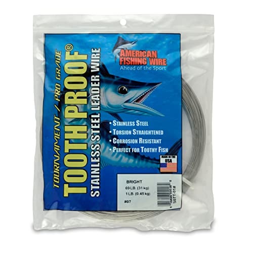 AFW 7 Tooth Proof Stainless Steel Single Strand Leader Wire 69 lb Test Bright 1150ft - Image 1