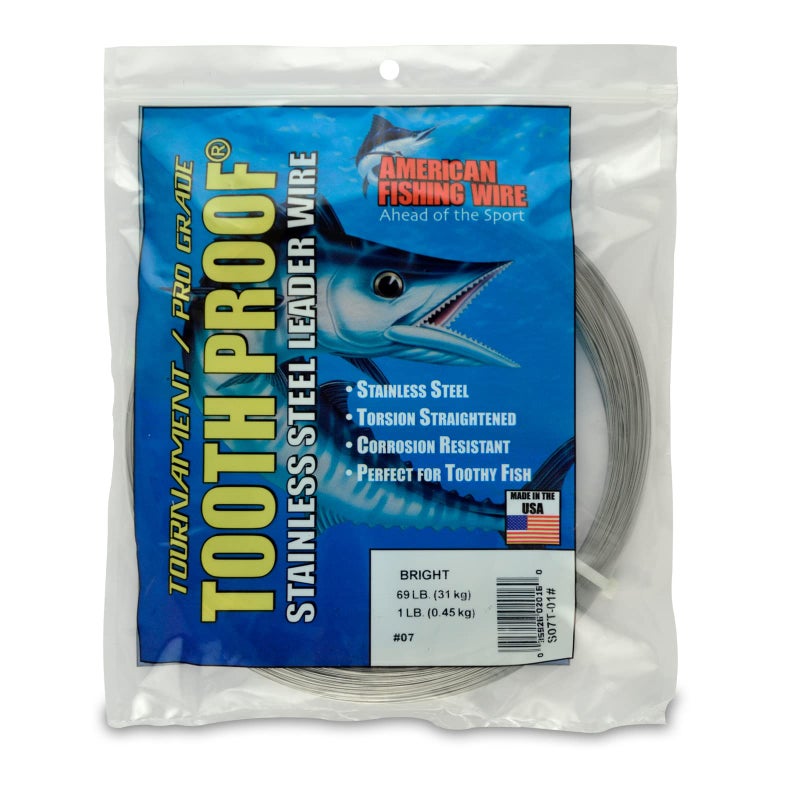 AFW 7 Tooth Proof Stainless Steel Single Strand Leader Wire 69 lb Test Bright 1150ft - Image 2