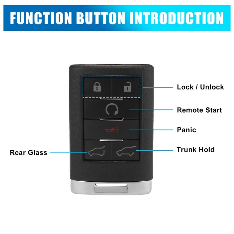 uxcell New 6 Buttons Uncut Insert Key Fob Remote Control Case Shell Replacement OUC60270 for Cadillac Escalade 2007 2009-2014 - Image 3