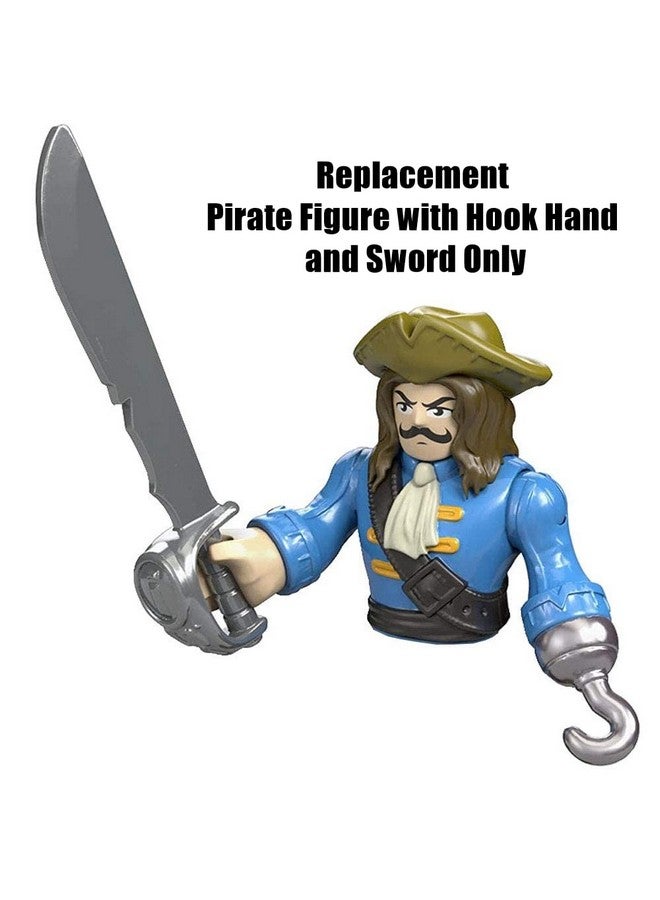 Imaginext Replacement Parts Crocodile Playset - Walking Croc and Pirate - DHH63 ~ Replacement Pirate Figure with Hook Hand and Sword - Image 2