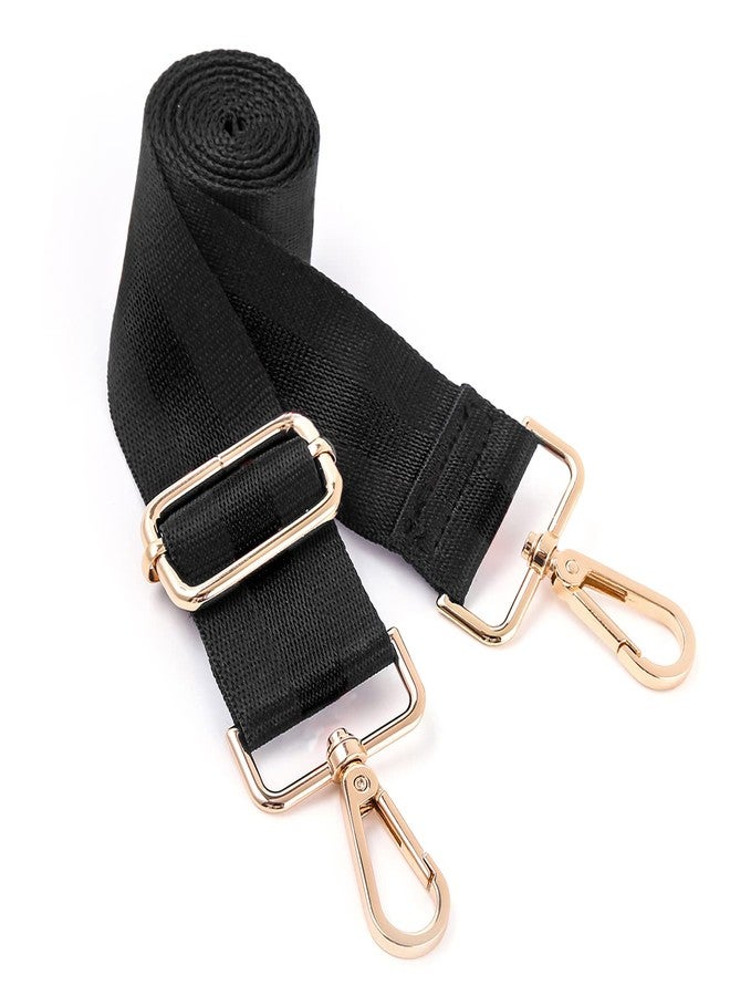 Shein Wide Shoulder Strap Adjustable Replacement Belt Guitar Style Cross body Handbag Purse Strap (Classic Black (Gold Hardware)) - Image 1
