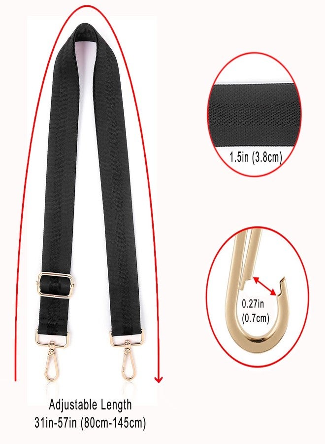 Shein Wide Shoulder Strap Adjustable Replacement Belt Guitar Style Cross body Handbag Purse Strap (Classic Black (Gold Hardware)) - Image 5