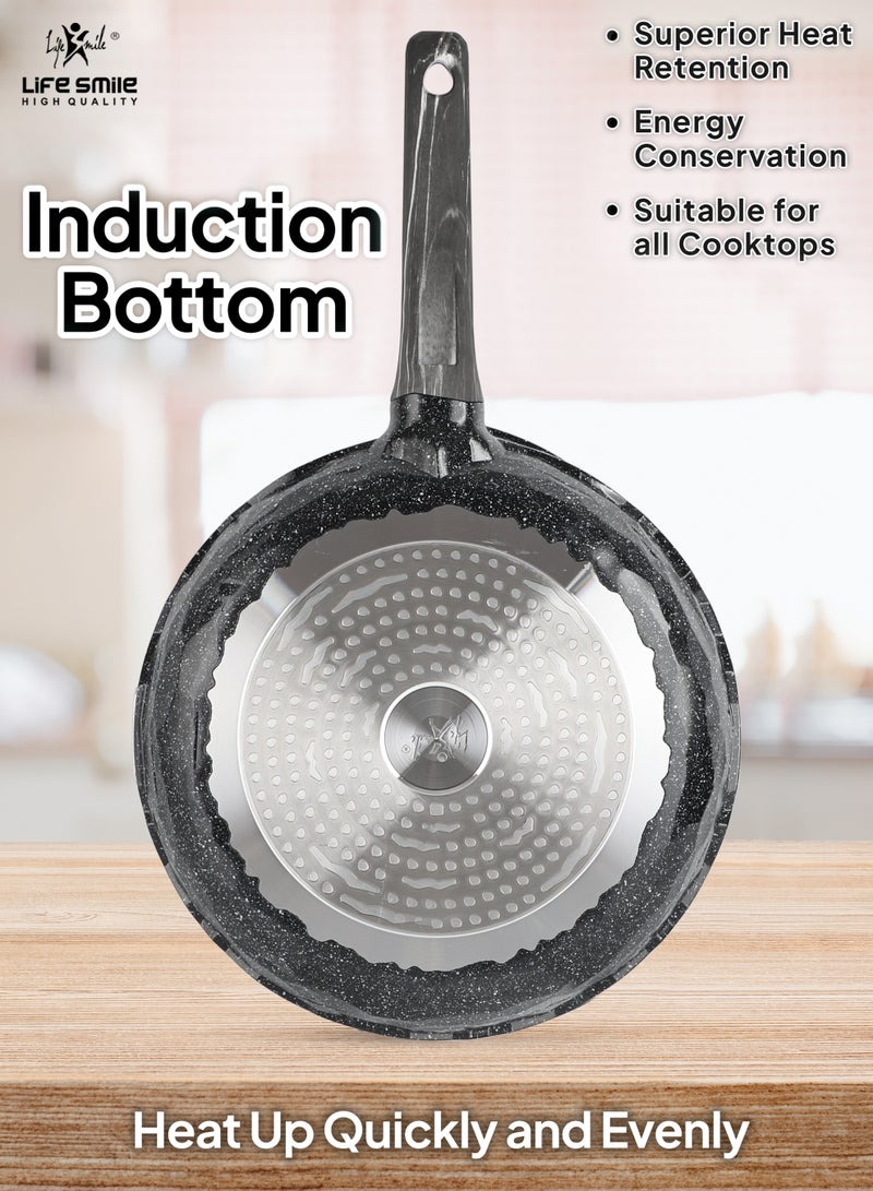 Life Smile طقم مقالي غير لاصقة مكون من 3 قطع مع طلاء جرانيت – قاعدة تحريض، أواني طهي متينة - Image 4