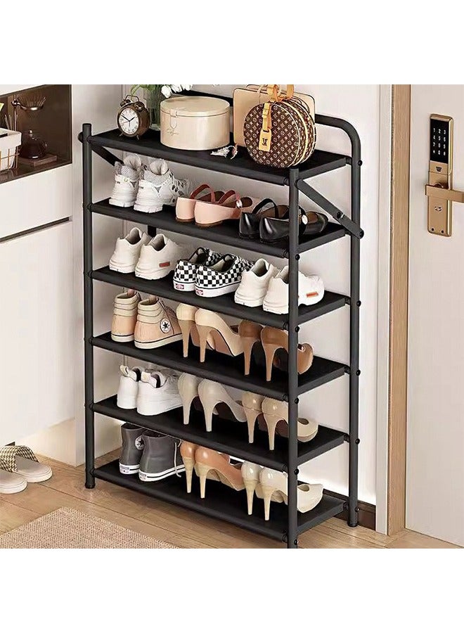 MIXDE 6-Layer Thickened Foldable Shoe Rack Storage Rack, No Assembly Required, Large Capacity Shelves, Heavy Duty Metal Shelving Units for Garage, Kitchen, Basement, Pantry, Entryway, Closet, Bedroom (Black) - Image 3