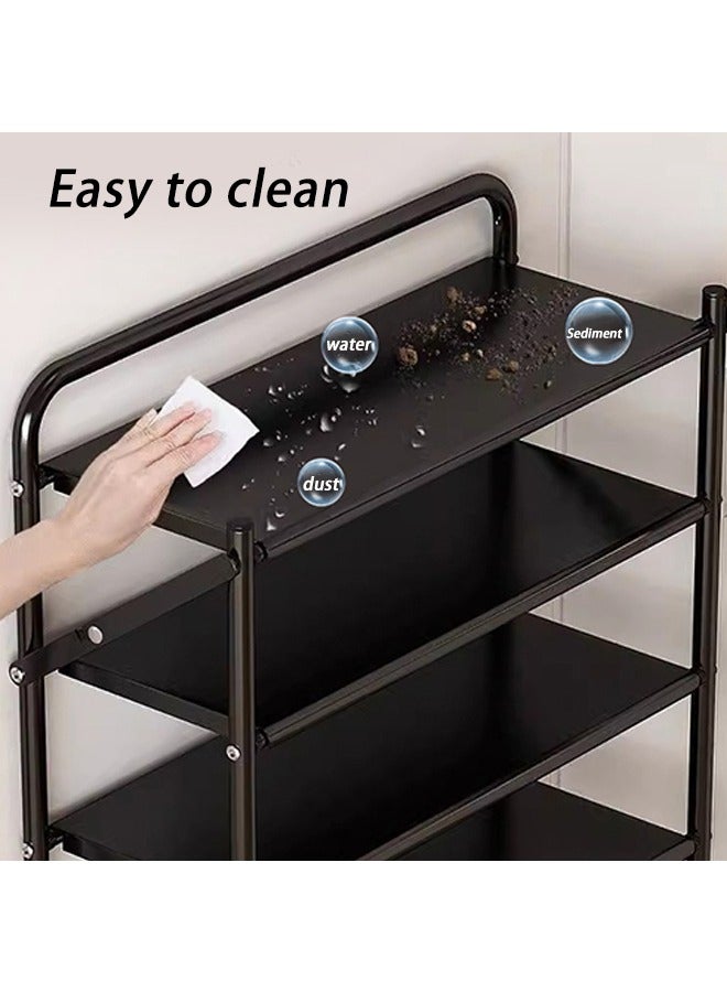 MIXDE 6-Layer Thickened Foldable Shoe Rack Storage Rack, No Assembly Required, Large Capacity Shelves, Heavy Duty Metal Shelving Units for Garage, Kitchen, Basement, Pantry, Entryway, Closet, Bedroom (Black) - Image 4