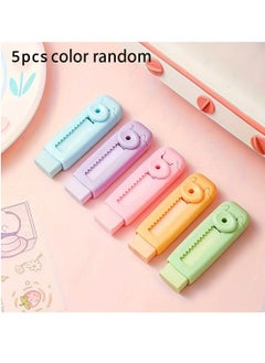 5pcs Sliding Retractable Pencil Eraser, Push Pull Eraser with Dynamic Push-Pull Design Expandable Eraser Cute Push Out Up Erasers Office Supply Gift for Students Kids School Shop (color random)