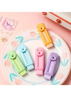 Generic 5pcs Sliding Retractable Pencil Eraser, Push Pull Eraser with Dynamic Push-Pull Design Expandable Eraser Cute Push Out Up Erasers Office Supply Gift for Students Kids School Shop (color random)  - Image 2
