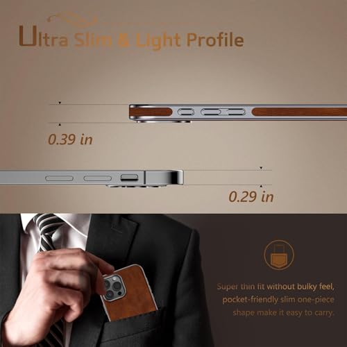 LOHASIC for iPhone 16 Pro Max Leather Case, Slim Luxury Business Classic Shockproof Cover Protective Phone Cases for iPhone 16 ProMax 6.9" 2024, Brown - Image 3