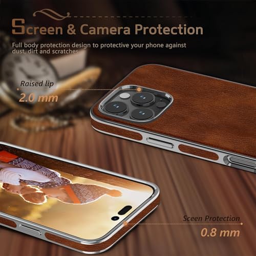 LOHASIC for iPhone 16 Pro Max Leather Case, Slim Luxury Business Classic Shockproof Cover Protective Phone Cases for iPhone 16 ProMax 6.9" 2024, Brown - Image 4