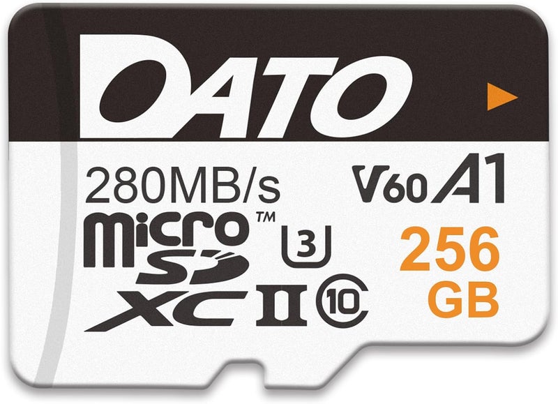 DATO 256GB Lightning microSD Card, UHS-II, A1, C10, U3, V60, Full HD, 4K, Up to 280/180 MB/s microSDXC Memory Card, for Phones, Cameras, Portable Gaming Devices - Image 1