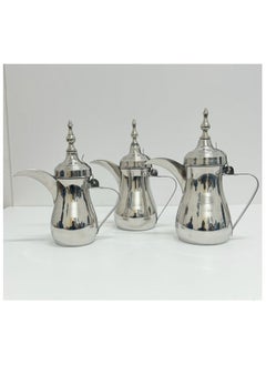Handmade Silver Stainless Steel Indian Dallah - Pack of 3 (500 ml, 750 ml, 1000 ml) - Traditional Arabic Coffee Pot