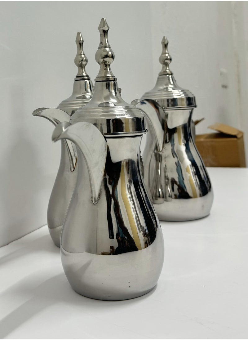 Generic - Handmade Silver Stainless Steel Indian Dallah - Pack of 3 (500 ml, 750 ml, 1000 ml) - Traditional Arabic Coffee Pot - Image 1