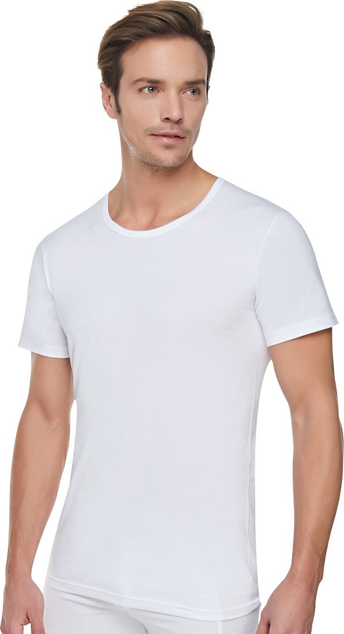 Passion Men's White Rib Crew Neck Undershirt 6 Pack
