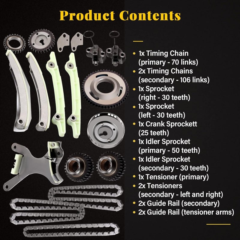 OCPTY Timing Chain Kit for Dodge Dakota, Durango, Ram 1500, Jeep Commander, Grand Cherokee 4.7L (2002-2007) - Image 2