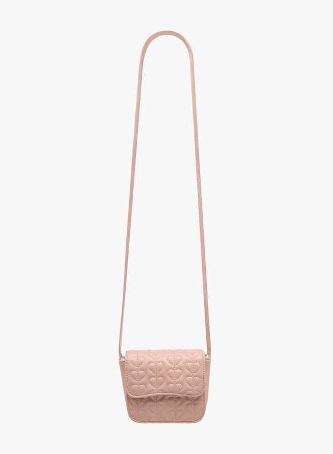 Flora Bella By Shoexpress Heart Embroidered Crossbody Bag with Strap Handle and Flap Closure  - Image 2