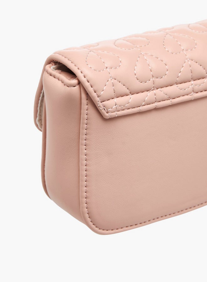 Flora Bella By Shoexpress Heart Embroidered Crossbody Bag with Strap Handle and Flap Closure  - Image 5