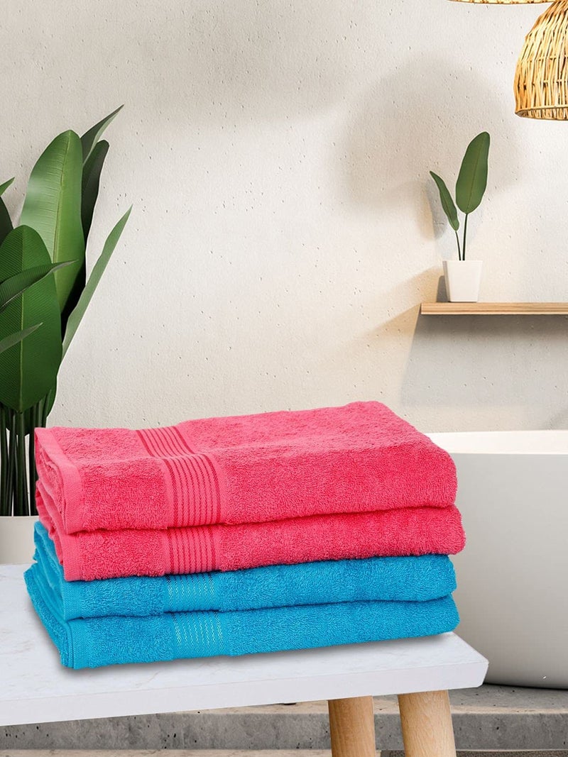 Kopa by Bianca 400 GSM 100% Cotton Soft Terry Towel l 4pc Bath Towel l Bath Towel l Towel for Bath l D`Ross l Pink-Turq - Image 1