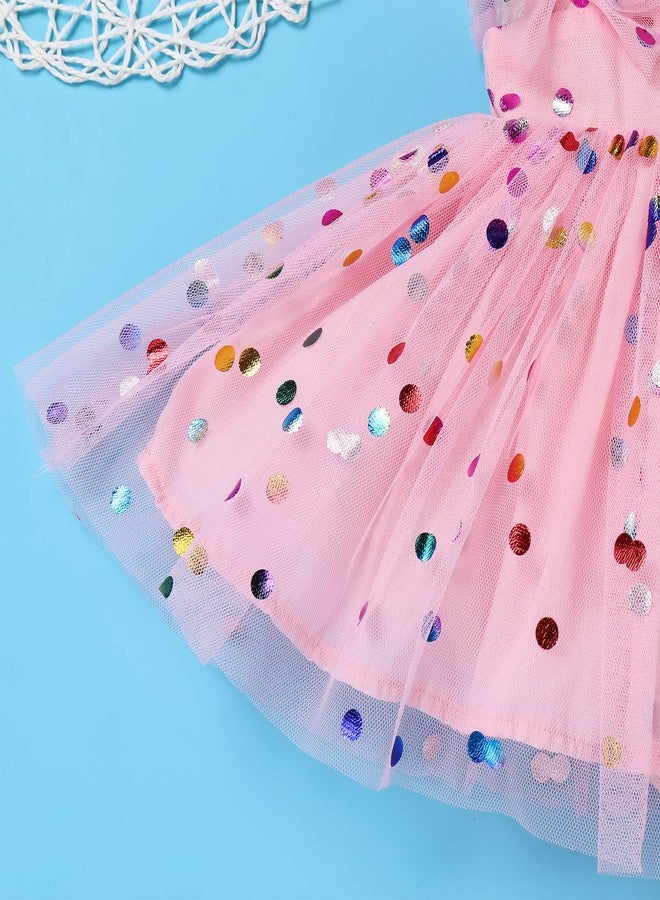 AWIBMK Baby Girls 1st Birthday Outfit Colorful Polka Dots Princess Tutu Dress Cake Smash Clothes for Photo Shoot Pink 12-18 Months - Image 5