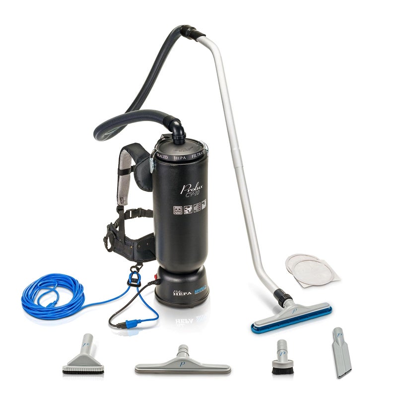 PROLUX Prolux 10 Quart Commercial Backpack Vacuum with Premium 15Inch Attachments HEPA Air Filtration Deep Cleaning for All Floor Surfaces 