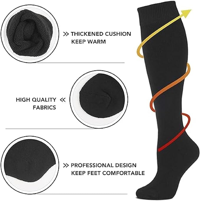 VAIDUE Warm Winter Knee High Socks for Women Black, Stretchable Free Size (S M) (1 Pair) Long woolen socks for Girls & women, Thick Socks Support For Cold Weather, Regular use, Running, Hiking, Work - Image 4
